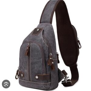 Stylish Gray and Brown Men's Sling Bag